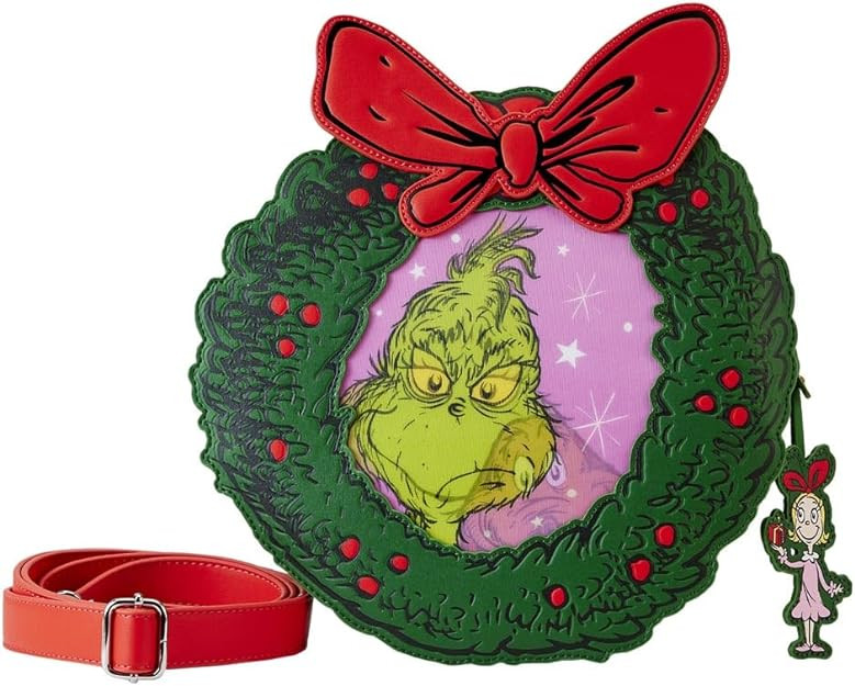 DR SEUSS GRINCH sac à bandoulière couronne de noël - DISNEY LOUNGEFLY