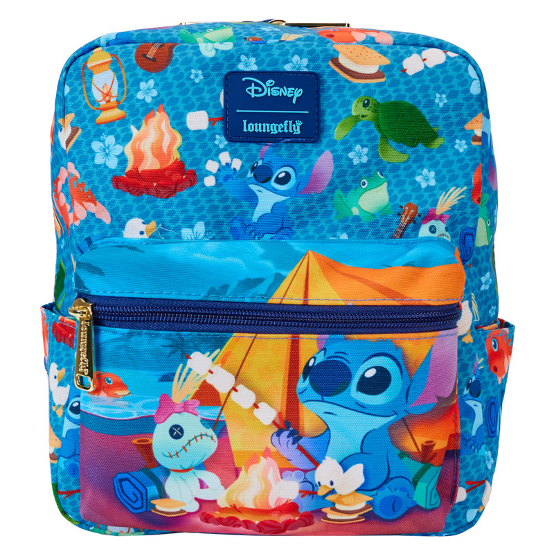 Mini sac à dos carré en nylon imprimé Stitch Camping Cuties - DISNEY LOUNGEFLY