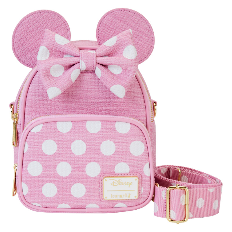 Mini sac à dos et sac bandoulière convertible texture tissée Minnie - DISNEY LOUNGEFLY