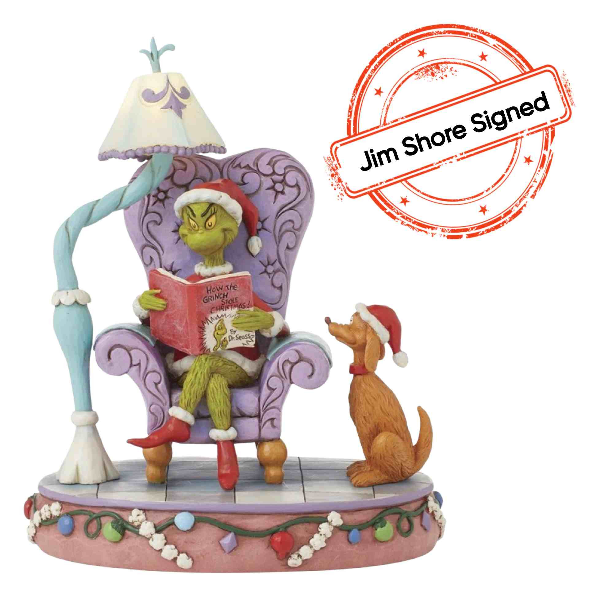 ÉDITION LIMITÉE GRINCH SUR UNE CHAISE EN TRAIN DE LIRE [SIGNÉ PAR JIM SHORE] - JIM SHORE GRINCH