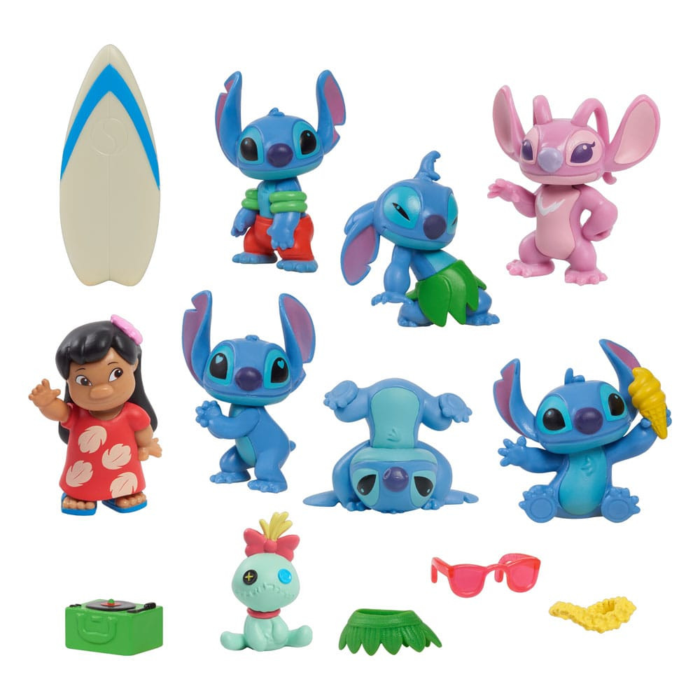 Pack 8 figurines Deluxe Stitch - Disney Lilo & Stitch