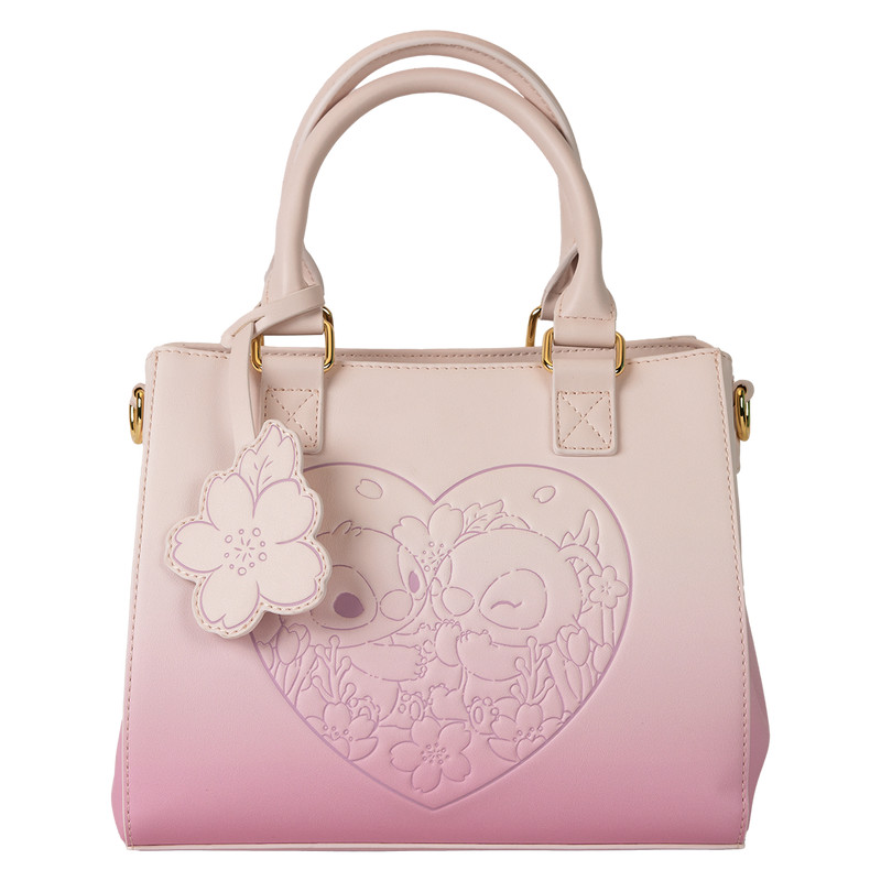 Sac à bandoulière Stitch & Angel coeurs et fleurs de cerisiers - DISNEY LOUNGEFLY