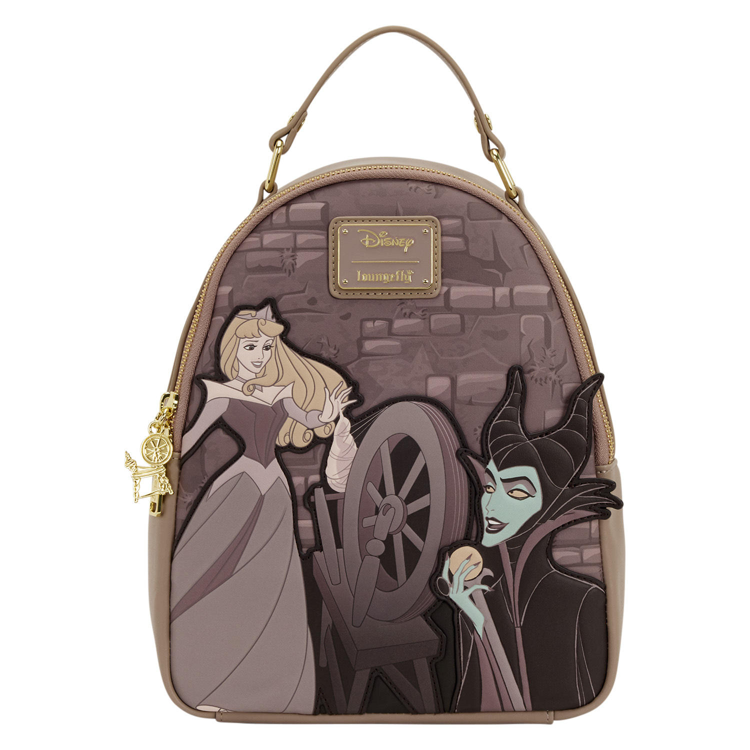 MINI SAC À DOS AURORE ET MALÉFIQUE ROUET TOURNANT - DISNEY LOUNGEFLY LA BELLE AU BOIS DORMANT